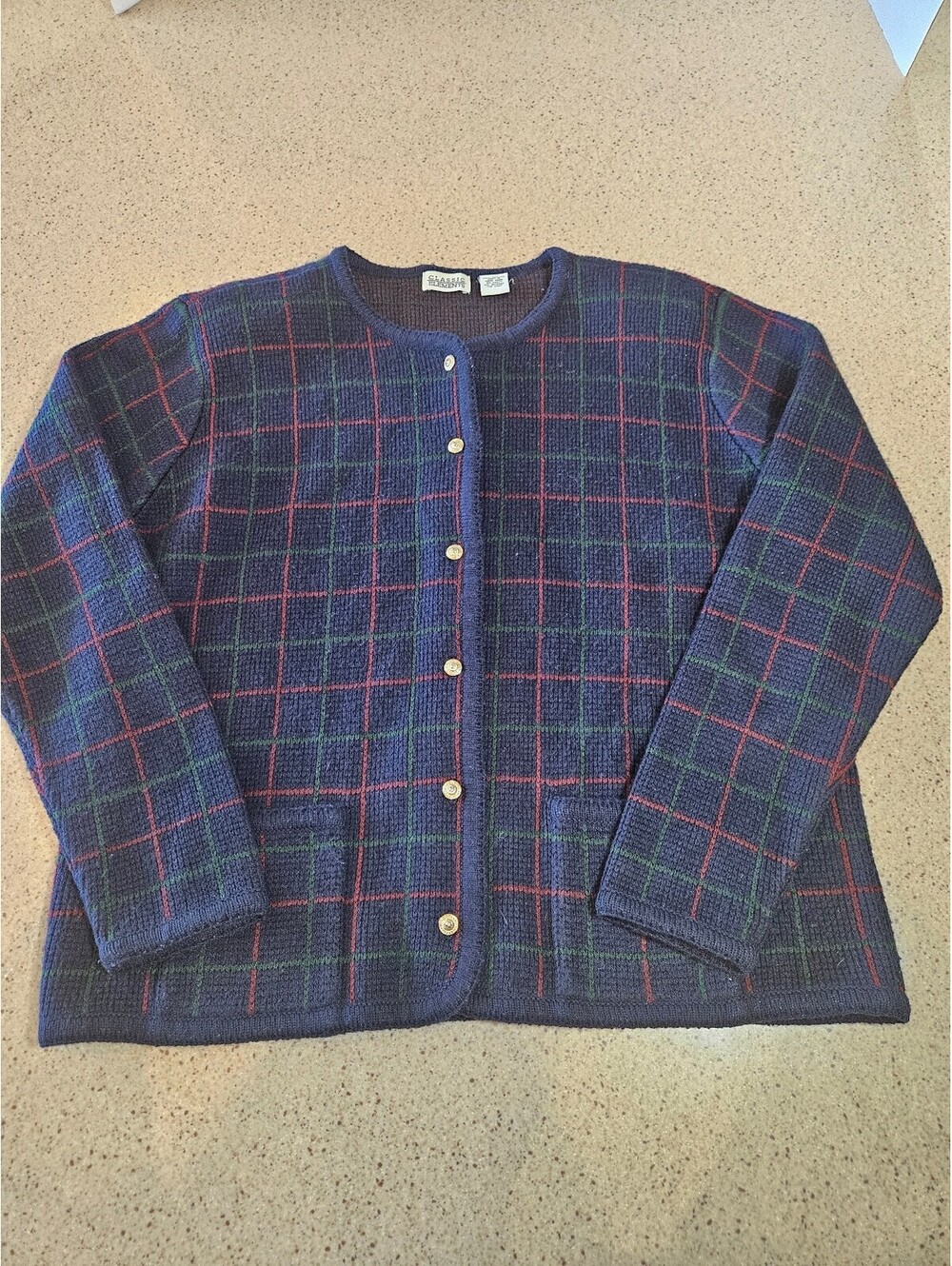 Classic Elements plaid cardigan sweater
